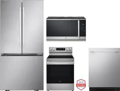 4 Piece Package Includes Refrigerator, Range, Microwave And Dishwasher