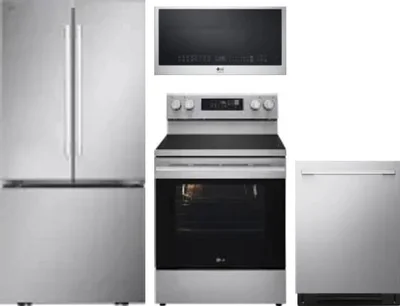 4 Piece Package Includes Refrigerator, Range, Microwave And Dishwasher