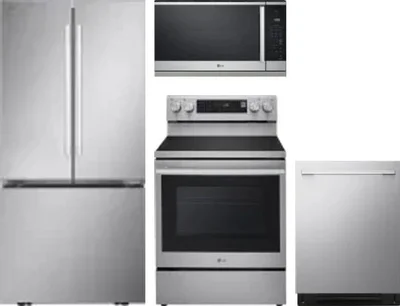 4 Piece Package Includes Refrigerator, Range, Microwave And Dishwasher