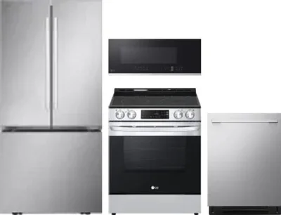 4 Piece Package Includes Refrigerator, Range, Microwave And Dishwasher