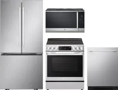 4 Piece Package Includes Refrigerator, Range, Microwave And Dishwasher