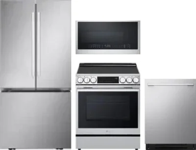 4 Piece Package Includes Refrigerator, Range, Microwave And Dishwasher