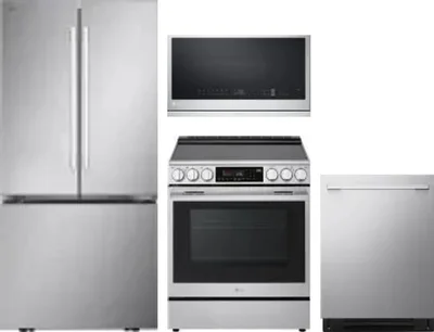 4 Piece Package Includes Refrigerator, Range, Microwave And Dishwasher