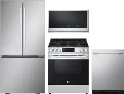 4 Piece Package Includes Refrigerator, Range, Microwave And Dishwasher