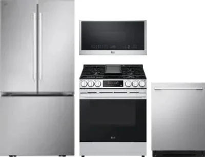 4 Piece Package Includes Refrigerator, Range, Microwave And Dishwasher