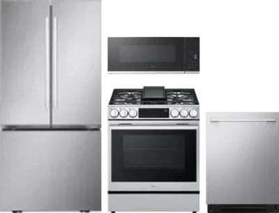 4 Piece Package Includes Refrigerator, Range, Microwave And Dishwasher