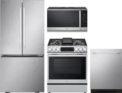 4 Piece Package Includes Refrigerator, Range, Microwave And Dishwasher