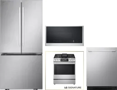 4 Piece Package Includes Refrigerator, Range, Microwave And Dishwasher