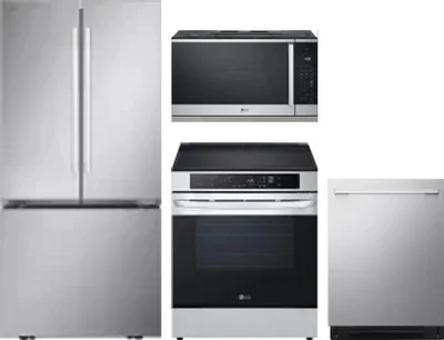 4 Piece Package Includes Refrigerator, Range, Microwave And Dishwasher