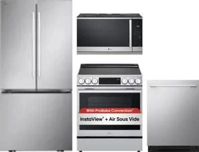 4 Piece Package Includes Refrigerator, Range, Microwave And Dishwasher