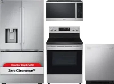 4 Piece Package Includes Refrigerator, Range, Microwave And Dishwasher