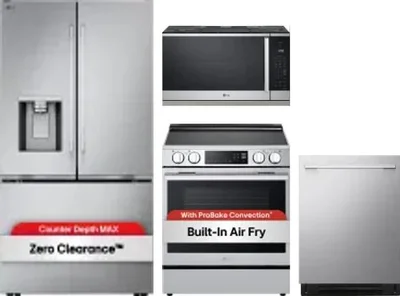 4 Piece Package Includes Refrigerator, Range, Microwave And Dishwasher
