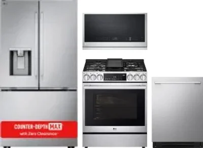 4 Piece Package Includes Refrigerator, Range, Microwave And Dishwasher