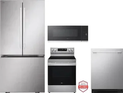 4 Piece Package Includes Refrigerator, Range, Microwave And Dishwasher