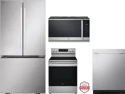 4 Piece Package Includes Refrigerator, Range, Microwave And Dishwasher