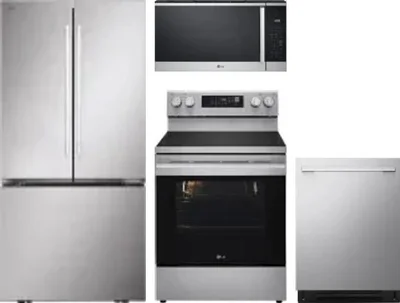 4 Piece Package Includes Refrigerator, Range, Microwave And Dishwasher