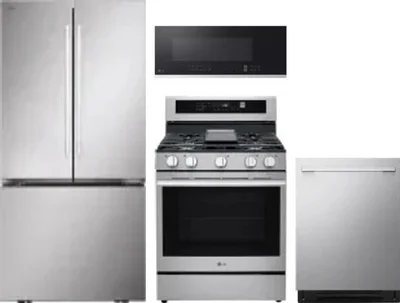 4 Piece Package Includes Refrigerator, Range, Microwave And Dishwasher