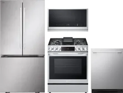 4 Piece Package Includes Refrigerator, Range, Microwave And Dishwasher
