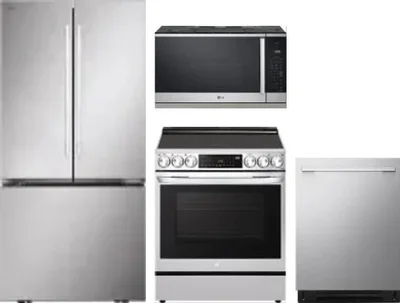 4 Piece Package Includes Refrigerator, Range, Microwave And Dishwasher