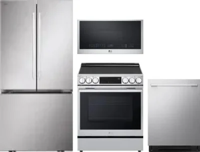 4 Piece Package Includes Refrigerator, Range, Microwave And Dishwasher