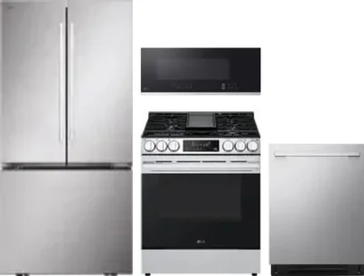4 Piece Package Includes Refrigerator, Range, Microwave And Dishwasher