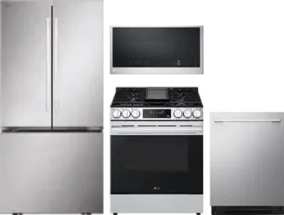 4 Piece Package Includes Refrigerator, Range, Microwave And Dishwasher