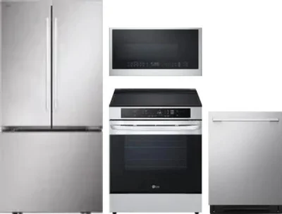 4 Piece Package Includes Refrigerator, Range, Microwave And Dishwasher