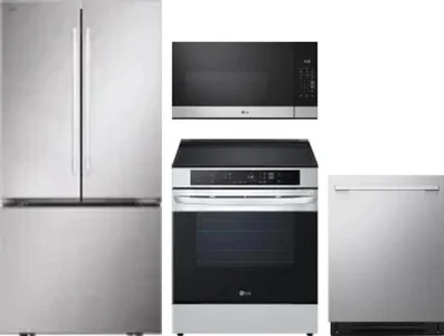 4 Piece Package Includes Refrigerator, Range, Microwave And Dishwasher