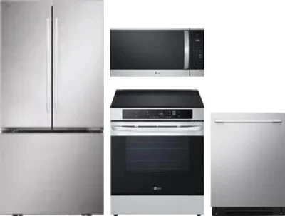 4 Piece Package Includes Refrigerator, Range, Microwave And Dishwasher