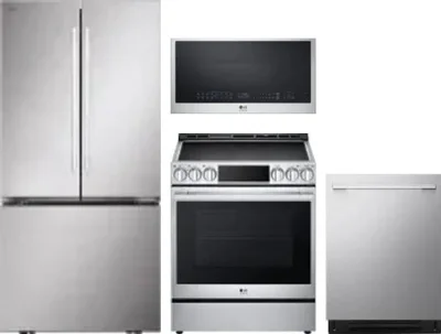 4 Piece Package Includes Refrigerator, Range, Microwave And Dishwasher