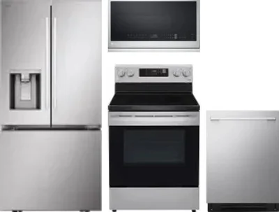 4 Piece Package Includes Refrigerator, Range, Microwave And Dishwasher