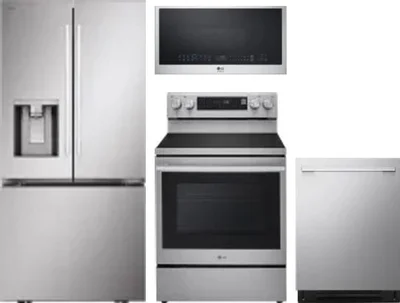 4 Piece Package Includes Refrigerator, Range, Microwave And Dishwasher