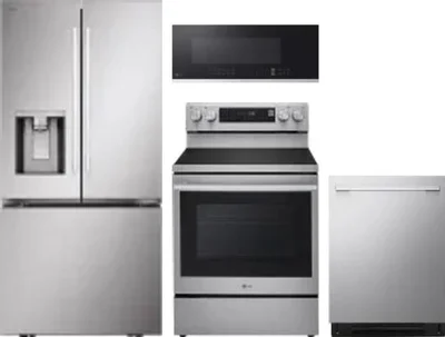 4 Piece Package Includes Refrigerator, Range, Microwave And Dishwasher