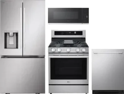4 Piece Package Includes Refrigerator, Range, Microwave And Dishwasher