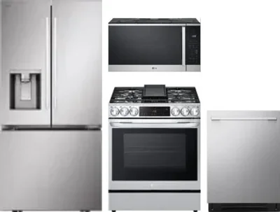4 Piece Package Includes Refrigerator, Range, Microwave And Dishwasher