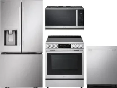 4 Piece Package Includes Refrigerator, Range, Microwave And Dishwasher
