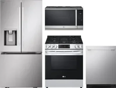 4 Piece Package Includes Refrigerator, Range, Microwave And Dishwasher