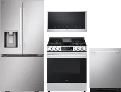 4 Piece Package Includes Refrigerator, Range, Microwave And Dishwasher