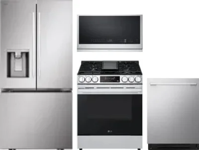 4 Piece Package Includes Refrigerator, Range, Microwave And Dishwasher