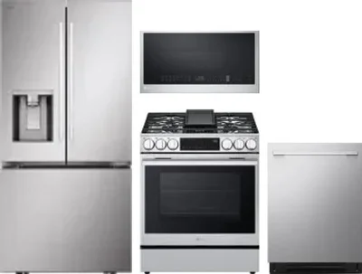 4 Piece Package Includes Refrigerator, Range, Microwave And Dishwasher