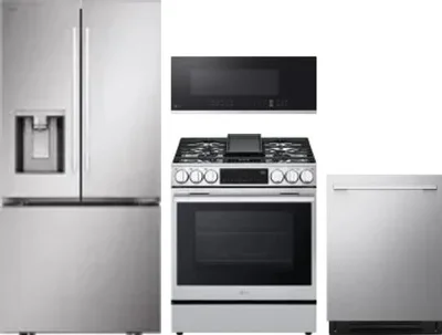 4 Piece Package Includes Refrigerator, Range, Microwave And Dishwasher