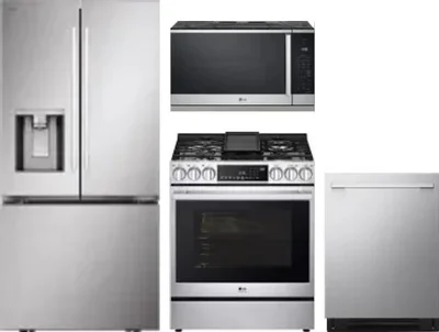 4 Piece Package Includes Refrigerator, Range, Microwave And Dishwasher