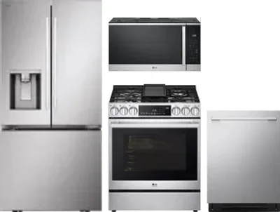 4 Piece Package Includes Refrigerator, Range, Microwave And Dishwasher