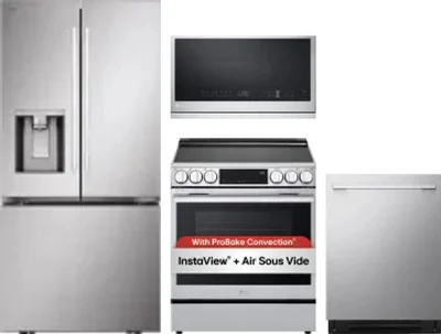 4 Piece Package Includes Refrigerator, Range, Microwave And Dishwasher