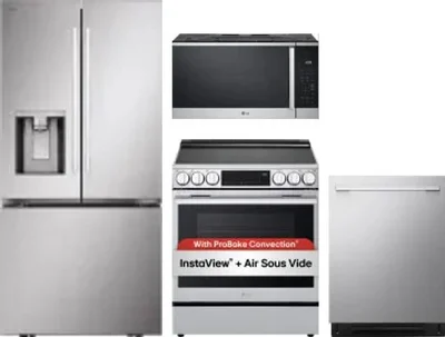 4 Piece Package Includes Refrigerator, Range, Microwave And Dishwasher