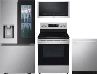 4 Piece Package Includes Refrigerator, Range, Microwave And Dishwasher
