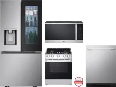 4 Piece Package Includes Refrigerator, Range, Microwave And Dishwasher
