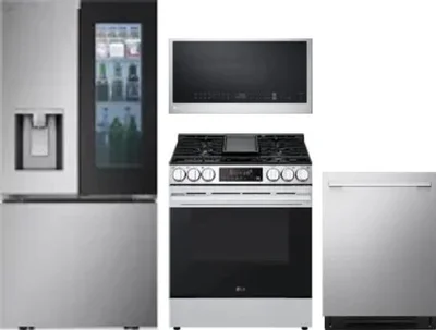 4 Piece Package Includes Refrigerator, Range, Microwave And Dishwasher