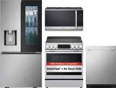 4 Piece Package Includes Refrigerator, Range, Microwave And Dishwasher