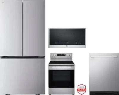 4 Piece Package Includes Refrigerator, Range, Microwave And Dishwasher